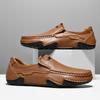 Breathable Leather Loafers for Men Handmade Stitching Slip On Shoes Outdoor Casual Big Size