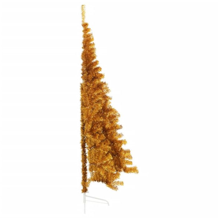 VidaXL Demi sapin de Noël artificiel avec support doré 240 cm PET 344694