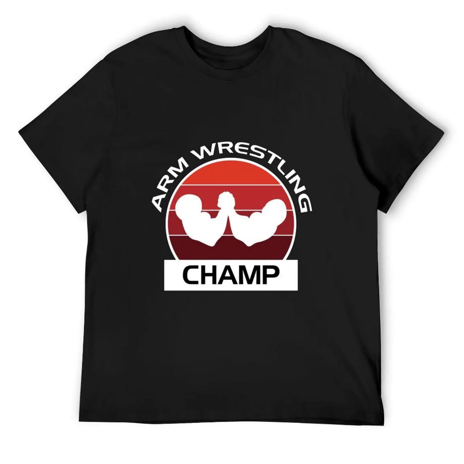 Футболка Чемпион по армрестлингу custom t shirt летняя одежда спортивные фанаты мужские футболки высокое качество XXXXXL чёрный