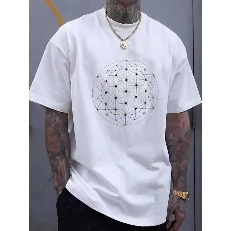 

Мужская черная футболка европейского размера с принтом «Цветок жизни» (Священная геометрия) - Повседневная футболка с коротким рукавом S белый