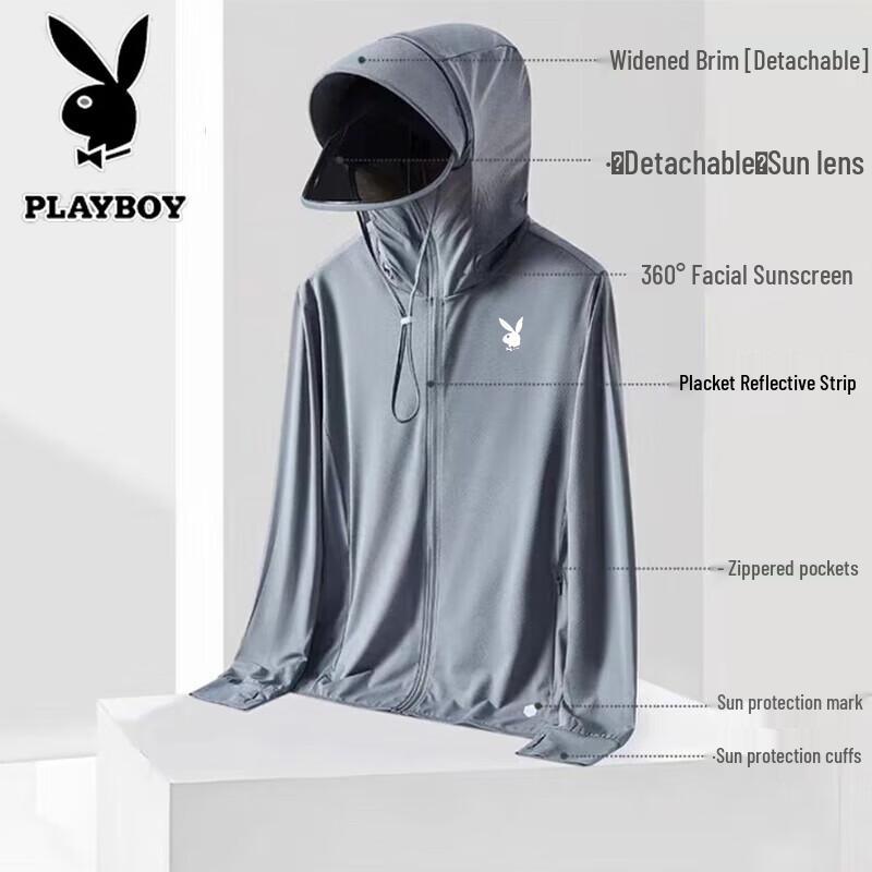 PLAYBOY Men's Lightweight Sun Protection Hooded Jacket