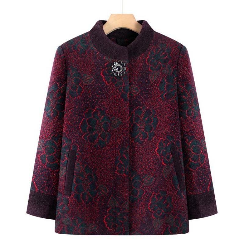 

Grandma coat winter clothes elderly autumn and winter clothes mother woolen plush festive old lady Tang suit top women 5XL [recommended 150-80kg] фиолетовый