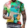 Colorful Graffiti Pattern T Shirt For Men Color Blocking 3D Print Tees Summer Casual Short Sleeve Round Neck Tops Loose T-Shirts