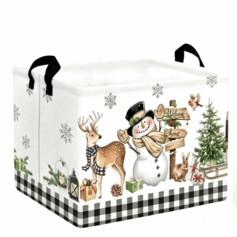 Large Capacity Christmas Storage Basket Cartoon Snowman Toys Organizer Box Laundry Hamper Closet