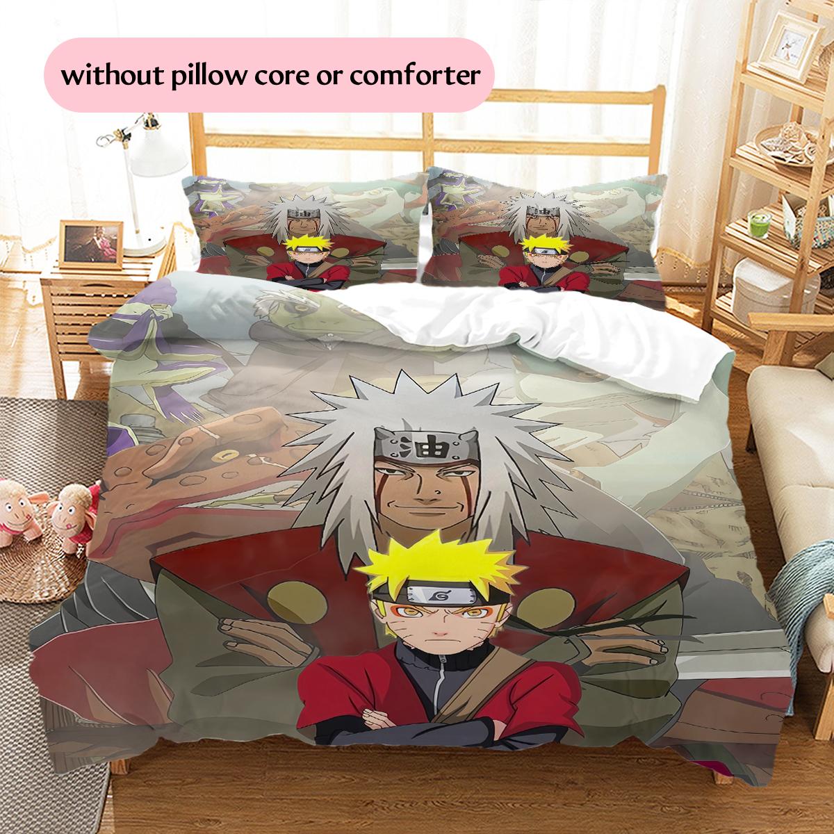 Naruto Kurama Pattern Bedding Quilt Set  Home Decoration  Gift (1 * duvet cover + 2 * pillowcase  without core) 135x200cm