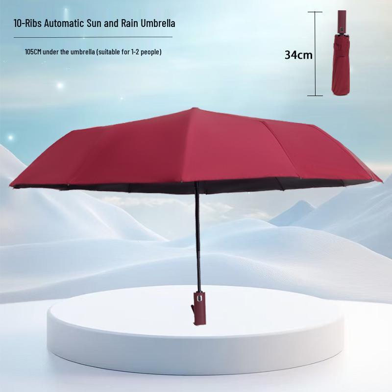 Automatic Compact UV-Blocking Sun and Rain Folding Umbrella - Large, Reinforced, Dual-Use for Students