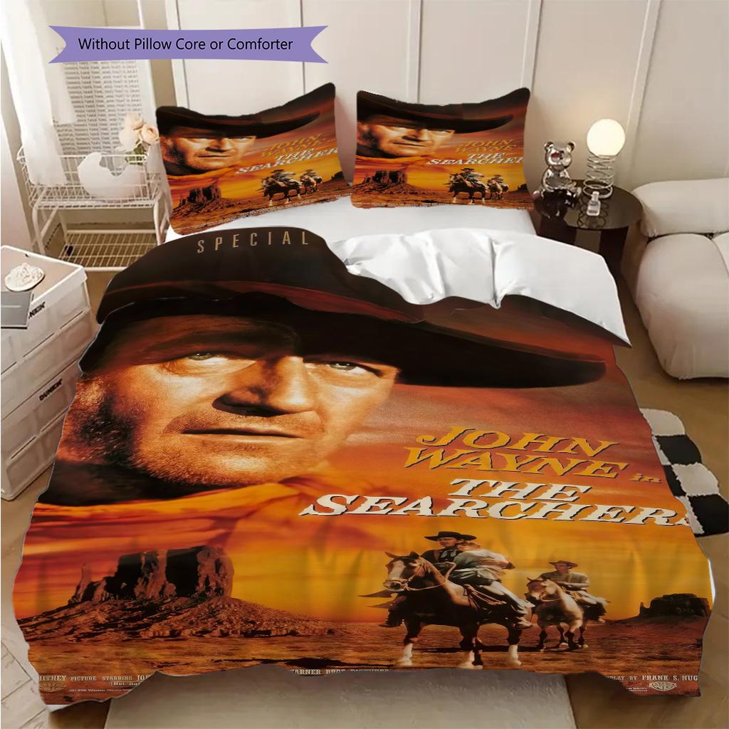 John Wayne's Retro Western Movies bedding, duvet cover, pillowcase, home decoration, birthday gift (1 * duvet cover+2 * pillowcase, coreless)