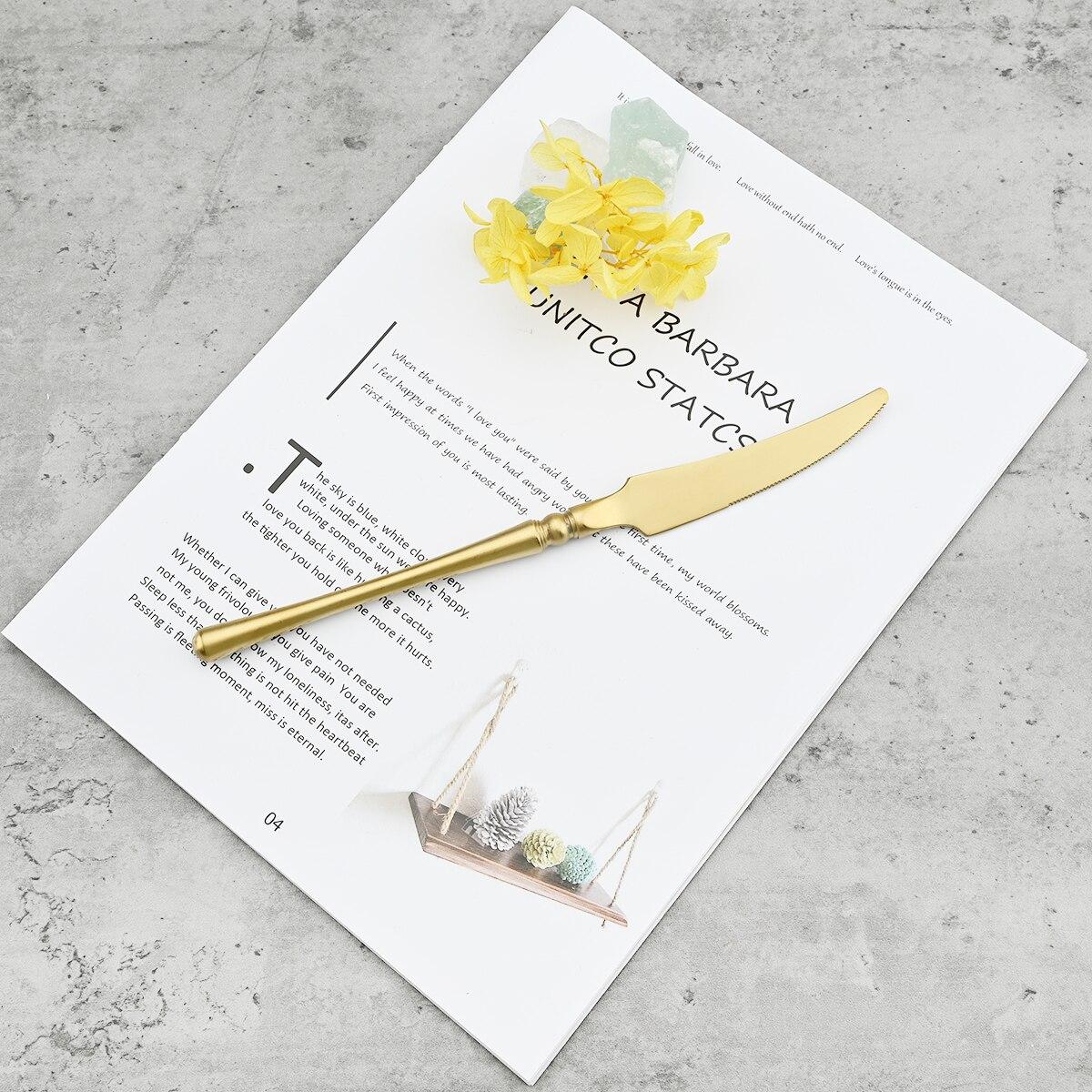 

Золото, 1 шт., винтажный нож, вилка, чайная ложка, набор столовой посуды, набор столовых приборов из нержавеющей стали 304, роскошная матовая золотая посуда, кухонное серебро Patry dinner knife