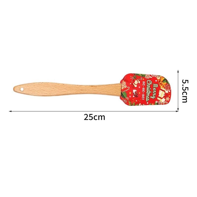Christmas Silicone Spatula with Wooden Handle - Specially Designed for Christmas Cakes and Snowman Pancakes, Adorable Spatula,