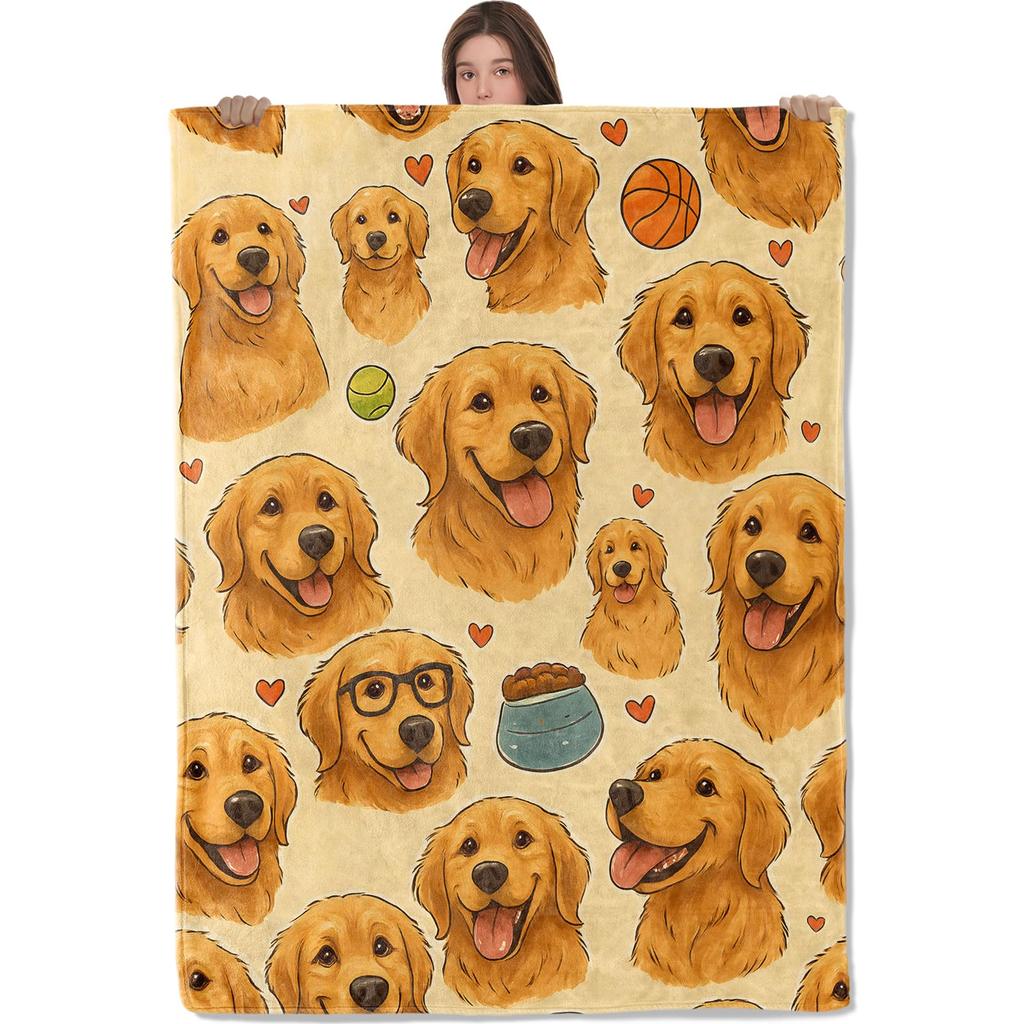 Golden Retriever Blanket Soft Lightweight Flannel Fleece Throw Blanket for Couch Bed Sofa Travel Gift for Women Girls Pet Lovers