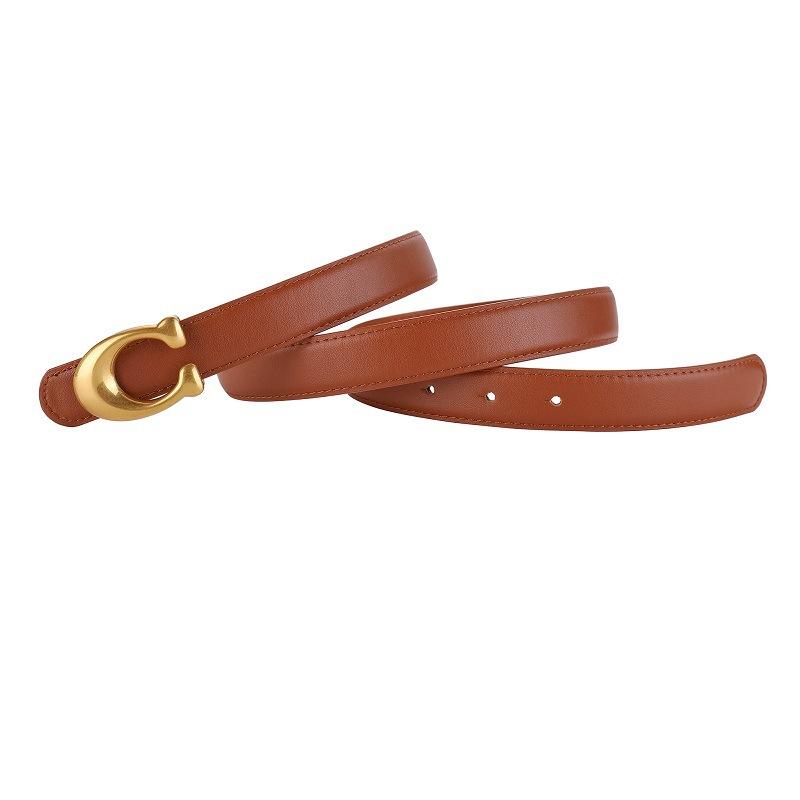 Fashion Designer Women's Belt 2.3CM Genuine Leather Belt Alphabet Gold Buckle Ultra Thin Belt For All Occasions