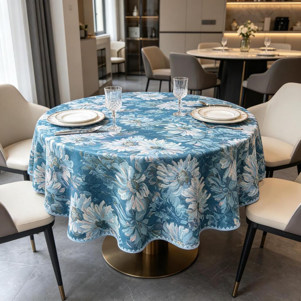 Dining Room Coffee Table Home Interior Decor  Small Cotton Material Soft Fabric Round Tablecloth