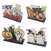Cute Desktop Storage Box Halloween Wooden Napkin Holder, Pastel Pumpkin Ghost Black Cat Tabletop Tissue Dispenser, Waterproof Party Table Decor