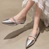 2025 Crystal Ankle Band Mary Jane Shoes for Woman Sexy Pointed Toe Shallow Heightening Wedge Ballet Shoes Slip On Female Loafers