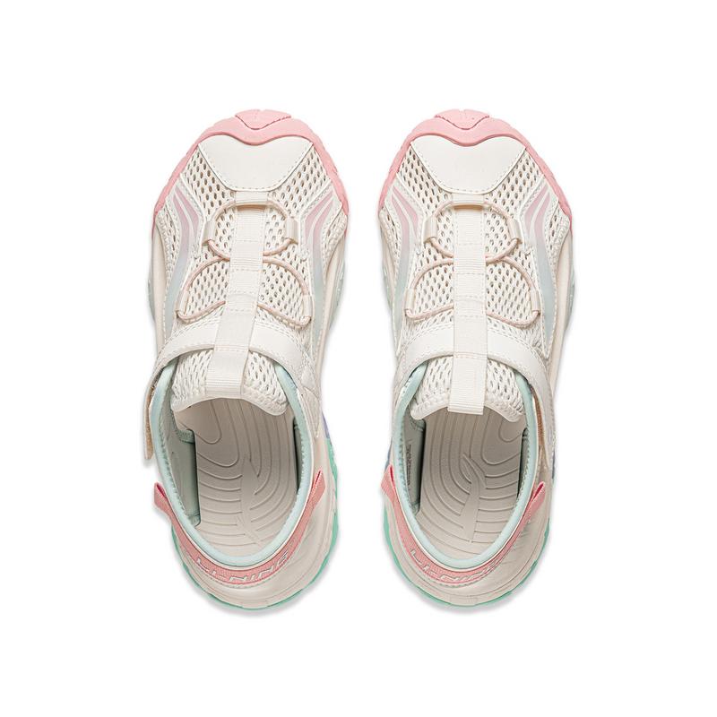 Li Ning Kids Sports Lifestyle Synthetic Leather Comfortable Versatile Soft Sole Sandals Kids Sandals Off-White YKUU044-2