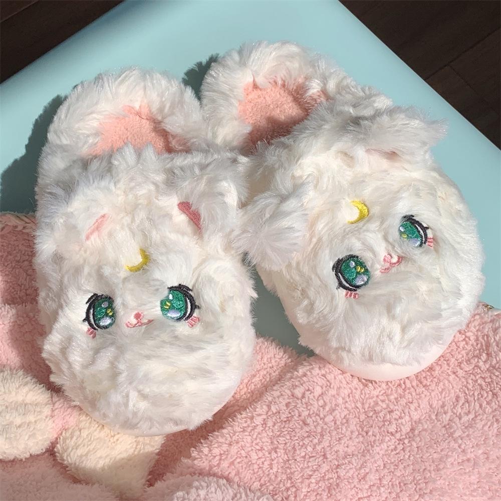 Casual Winter Ladies Girl Heart Home Warm Cotton Slippers Cute Cartoon Soft Bottom Plush Slippers