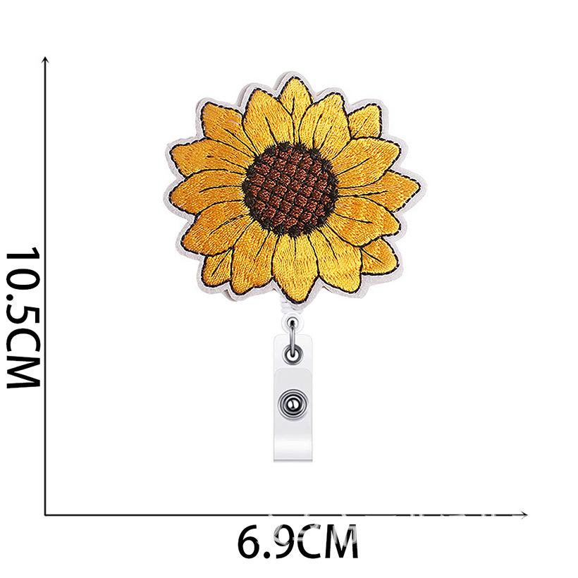 Sunflower Easy-Pull Button Embroidery Cloth Sticker, Sunflower Embroidery Sticker, Clothes Patch Sticker, Crocodile Clip, Computer Embroidery Label
