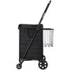 Shopping Cart, Folding Grocery Utility Cart with Dual Baskets, Waterproof Liner & Wheels, 45 KG Large Load Capacity, Heavy Duty Laundry Basket for