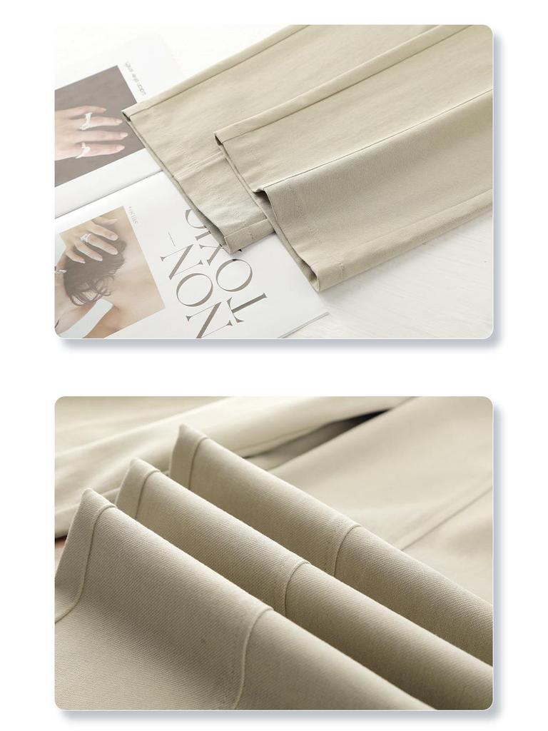 Women's Yellow Tencel Cotton High Waist Wide Leg Pants - Slimming Spring 2025 Straight Leg Casual Trousers