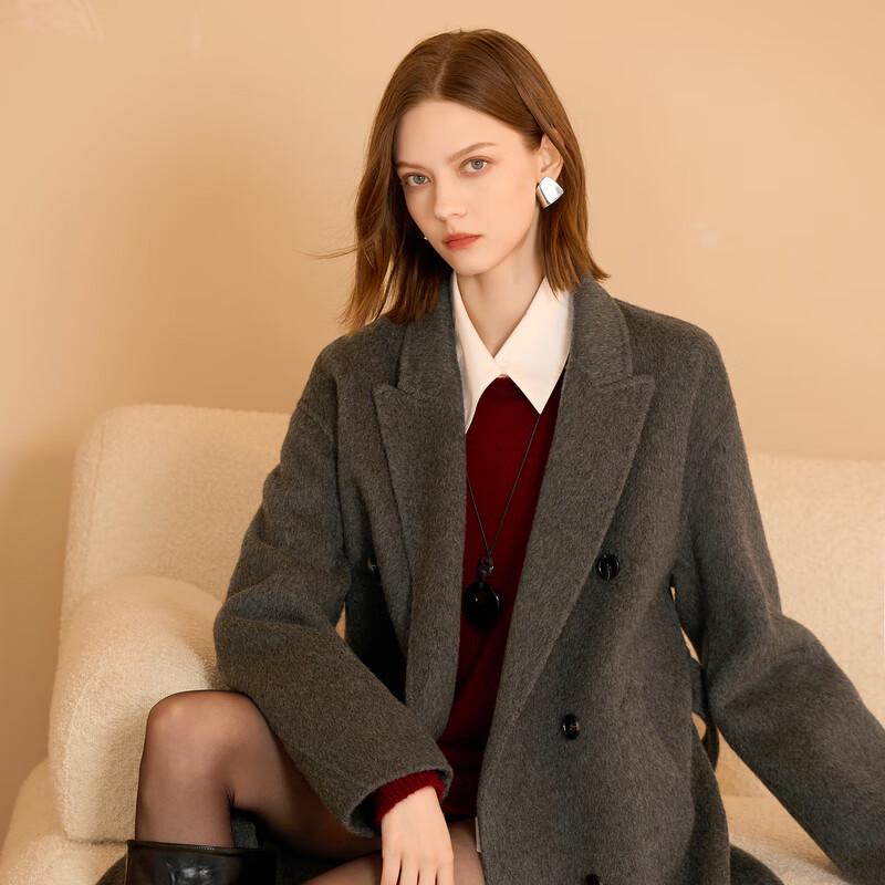 

Sancai 2025 Зимнее Двубортное Длинное Двустороннее Шерстяное Пальто XL 170/92A