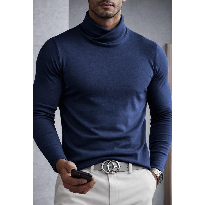 Men S Solid Color Long Sleeve High Neck Base Layer Top
