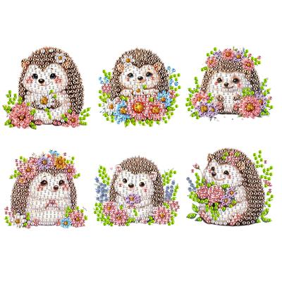 6Pcs Acrylic Colorful Pattern Diamond Painting Fridge Magnets Diamond Art Refrigerator Magnets Sticker for Beginners