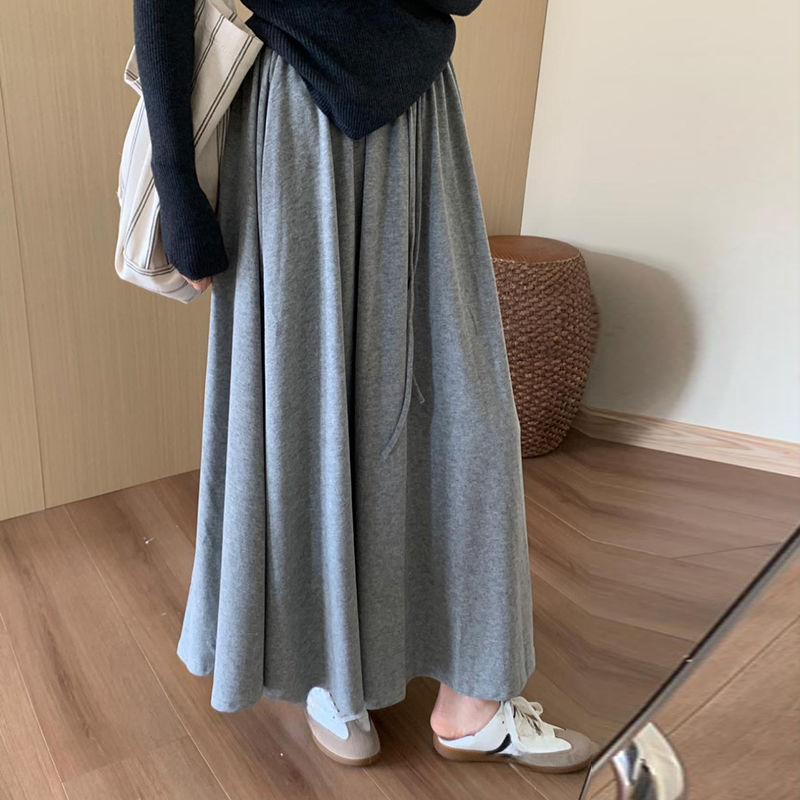 Women's Autumn High-Waist Versatile Casual Midi Skirt - Elegant Drapey Umbrella Skirt with Ladylike Flair