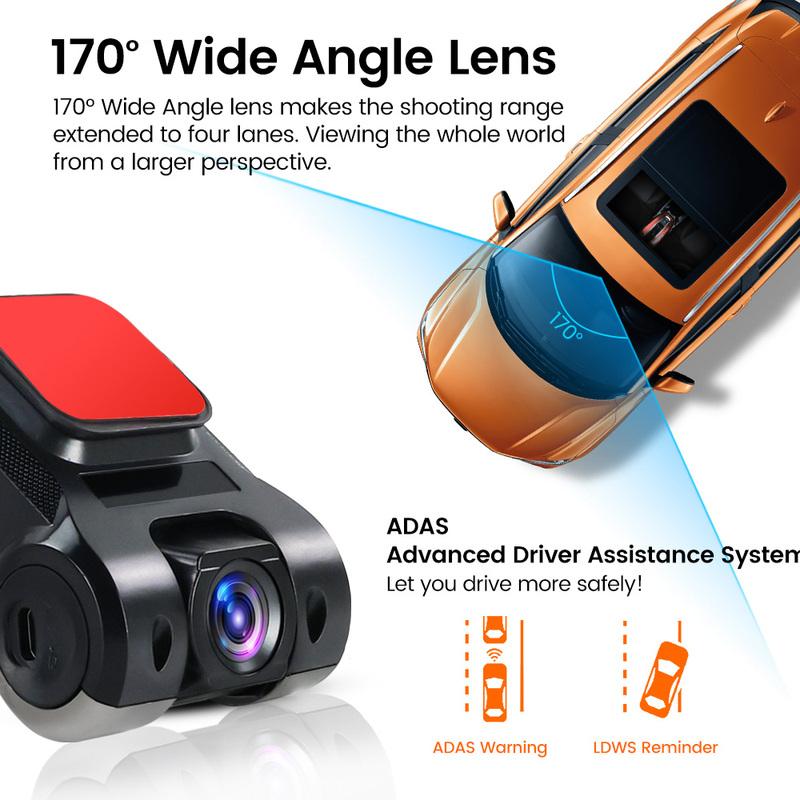 Automobilinis Android navigatorius USB HD 720P 170° DVR vaizdo registratorius Medija Komplekte yra ADAS vairavimo pagalbos funkcija Įrašymo įrenginys Naktinis