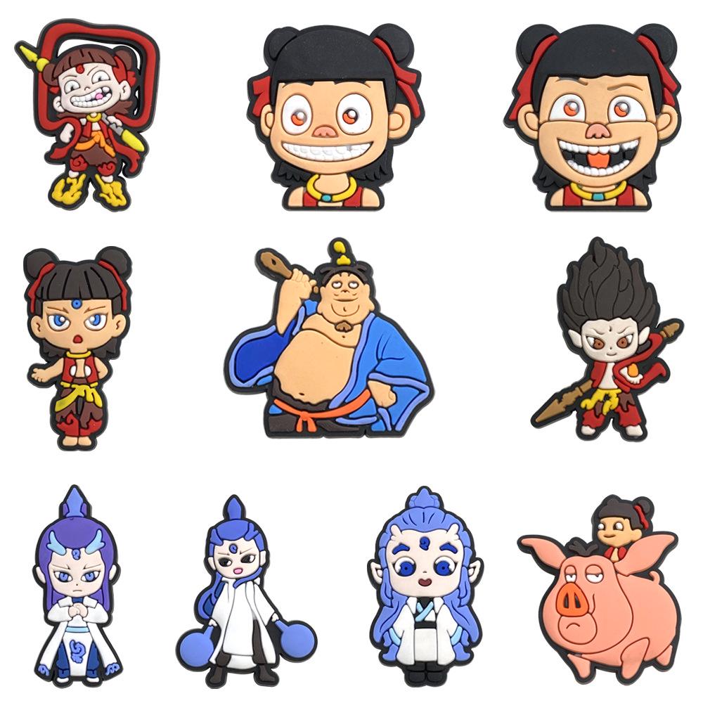 

10 шт. Милые шармы для кроксов Нечжа и Ао Бин - Индивидуальные резиновые аксессуары для сандалий DIY