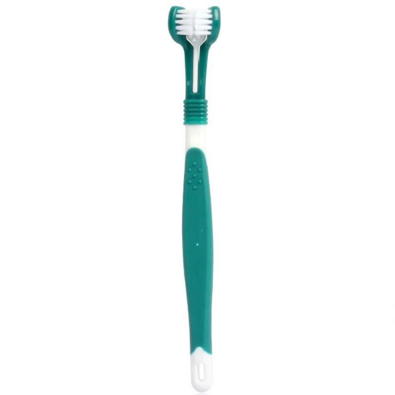 Dog Toothbrush Three Sided Pet Toothbrush Oral Cleaning Three Headed Brush for Dog Teeth Cleaning Soft Hair Dogs Toothbrushes