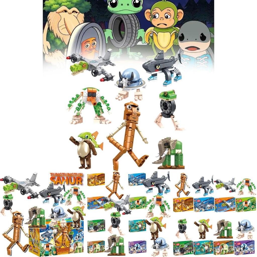 Tungtungsahur Wooden Stick Man Building Blocks Collectible Toy For Kids