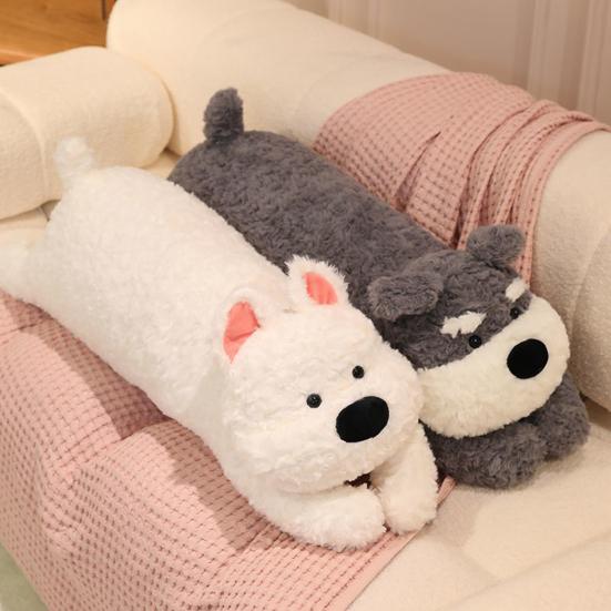 Stuffed Dog Pillow Fuzzy Dog Plush Toy Fluffy Cuddle Pillow Cute Animal Long Pillow Sofa Bed Use Cushion Gift for Kids Adults