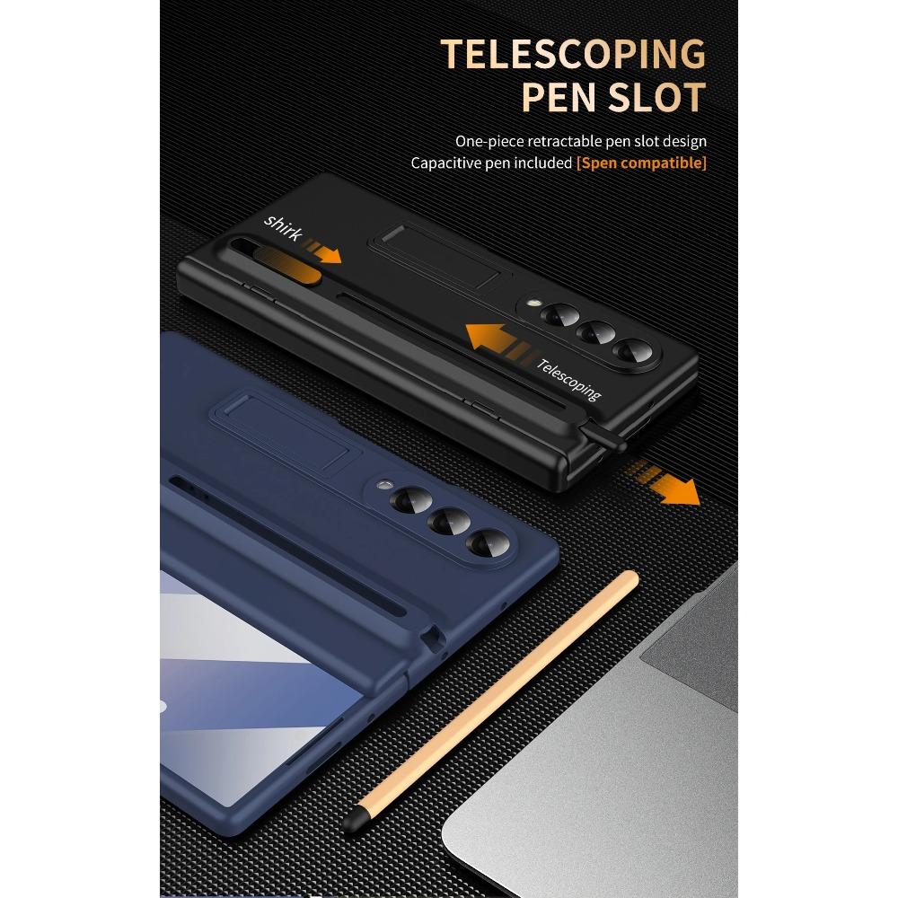 Originální skládací ochranné pouzdro se stojánkem pro Samsung Galaxy Z Fold 7 6 5 4 3 se slotem na dotykové pero, skleněnou fólií na displej a nárazuvzdorným krytem objektivu