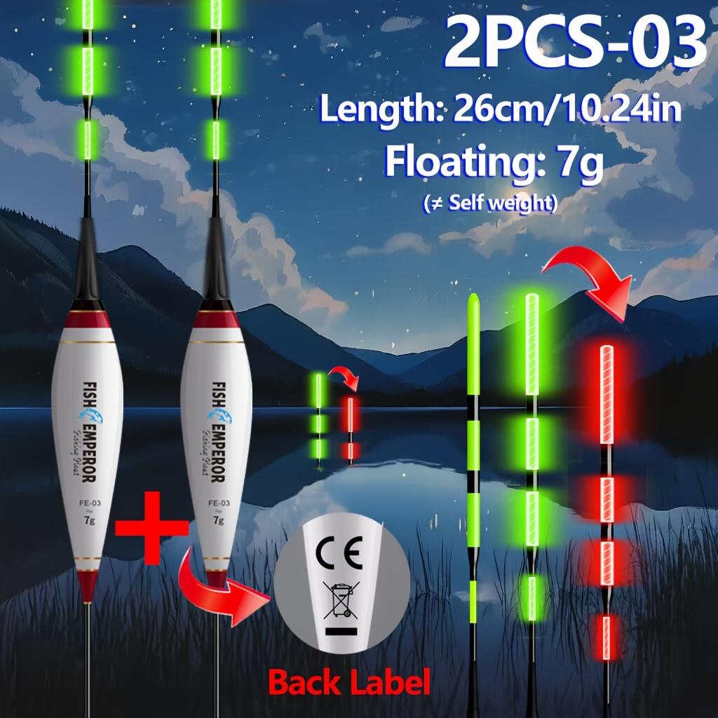 Bite Float 2PCS Intelligent Color Changing Electronic Float Fishing LED Luminous Rock Fishing European Carp Fishing Group