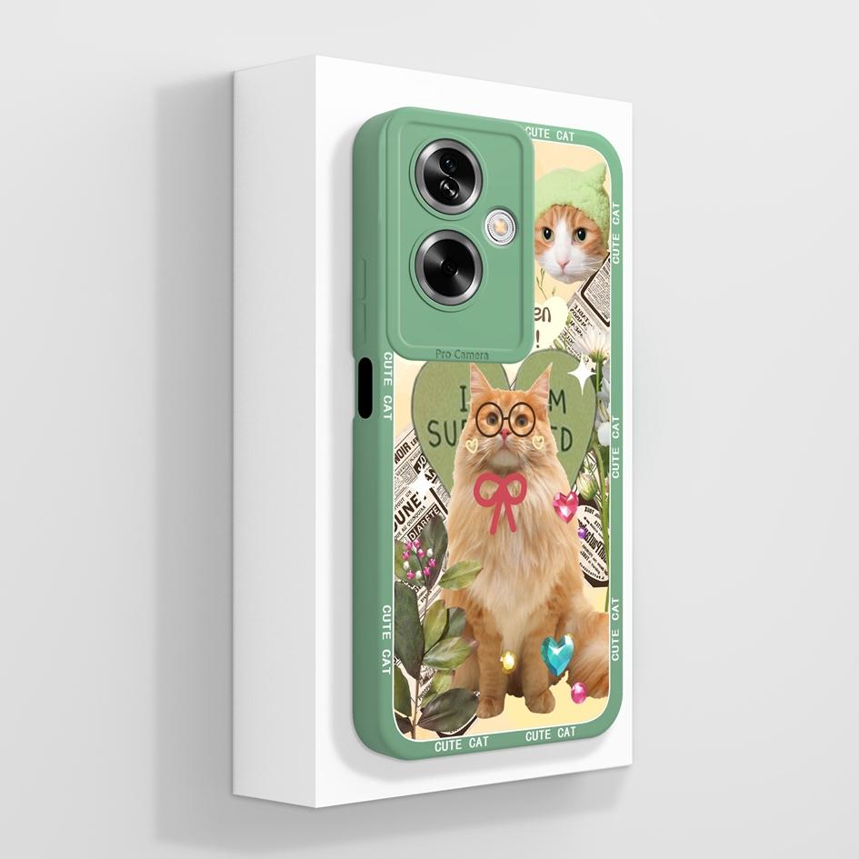 For OPPO A79 A77 A77s A78 A83 A91 A92 A93 A93s A94 A95 A96 4G 5G Phone Cases Lovely Panda Kitten Pattern Liquid Silicone Anti Slip Shell For OPPO Capa