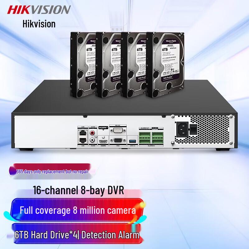 Hikvision DS-8816N-R8 16-канальный NVR с 8 отсеками и 4 жесткими дисками по 6 ТБ