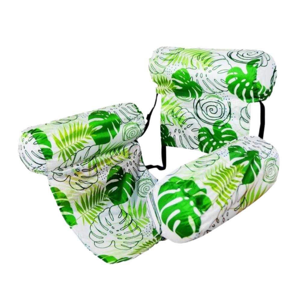 Fabric Cover Inflatable Pool Float Leaves Pattern Swim Floating Raft Water Hammock  Party Toy