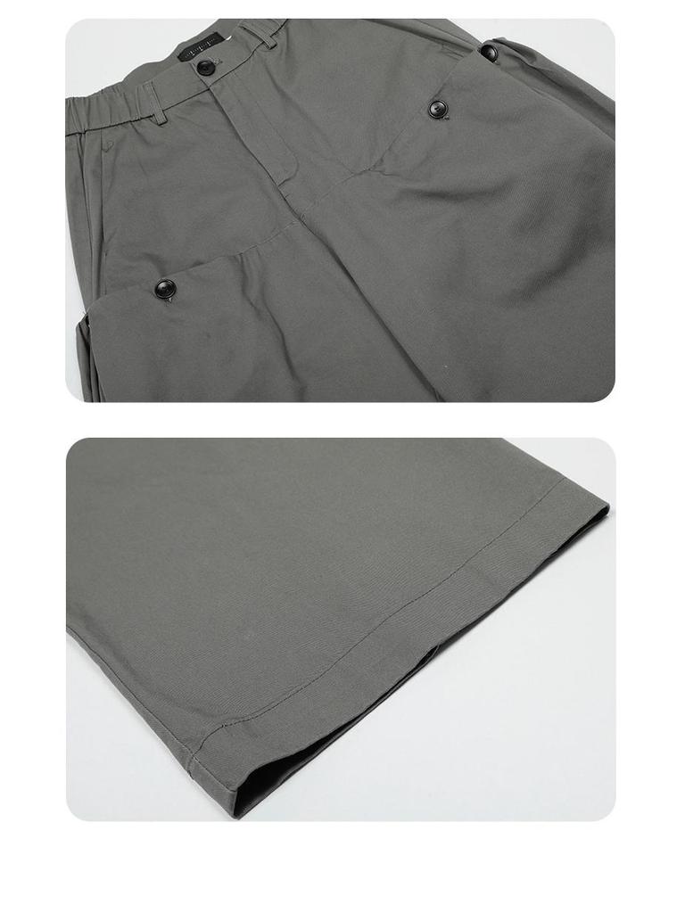 Yongfang Unisex Retro Arbeitshose mit funktionellem Weitbein-Design und großen Taschen