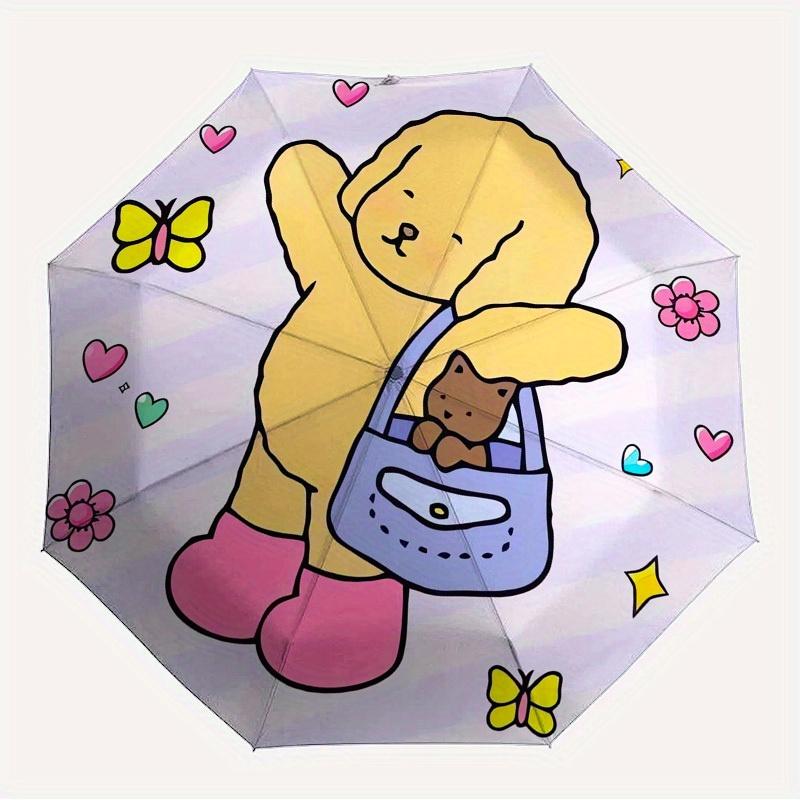 1pc Teddy Bear Spring Flowers Themed High-quality Umbrella,Automatic Opening and Closing Umbrella,Multi-functional Umbrella G0811338