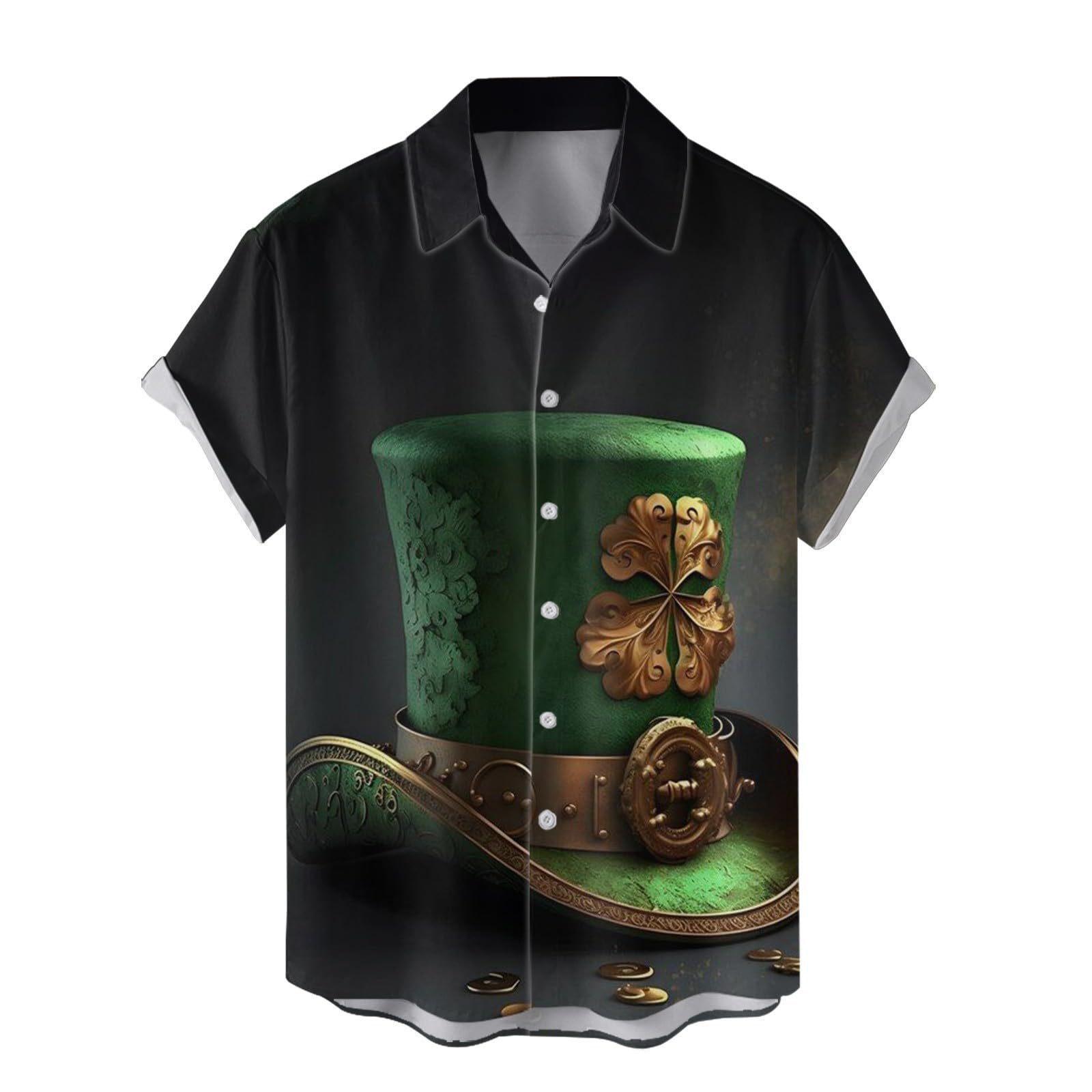 

Men S Summer Shirt 3D Printing Fashion Casual Green Collection Loose Short Sleeve Shirt S