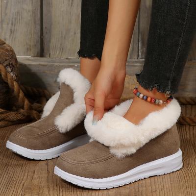 Plush Plus Size Cotton Shoes Women's Winter New Suede Mid-Top Snow Boots Fleece-lined Casual Cotton-Padded Shoes