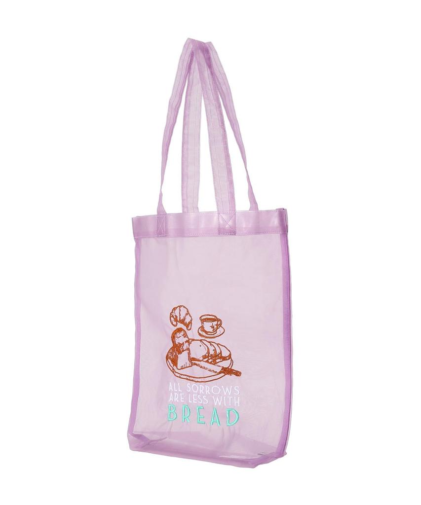Embroidered sheer tote size F bag, gold,