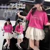Girls' Short-Sleeved Set Summer 2026 New Item, Sweet and Fluffy Skirt for Big Children, Korean Style Outfit, Trendy and Fashionable Children's Trend