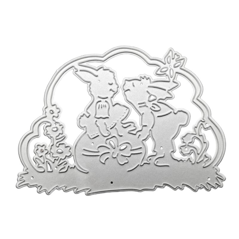 

Пасхальные кролики Металлический штамп для резки Милый кролик Высечки Высечки Шаблон тиснения для DIY Бумажные художественные изделия Ремесла Фотоальбом Декор светло-серый