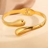 European and American Fashion Trend Titanium Steel Women's Water Drop Streamline Exaggerated Glossy Embrace Gold Jewelry