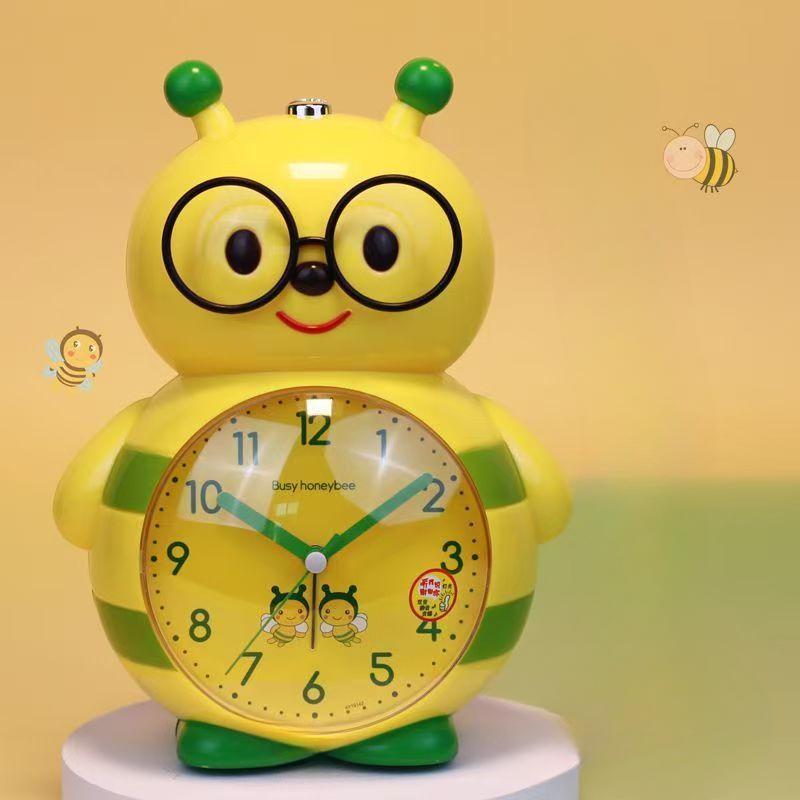 

Мультяшный будильник для студентов, милый многофункциональный бесшумный прикроватный светящийся, говорящий для ленивых, желтая пчелка, детский будильник