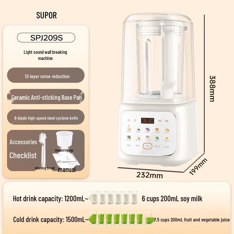

SUPOR 1.5L Low-Noise Multi-functional Blender