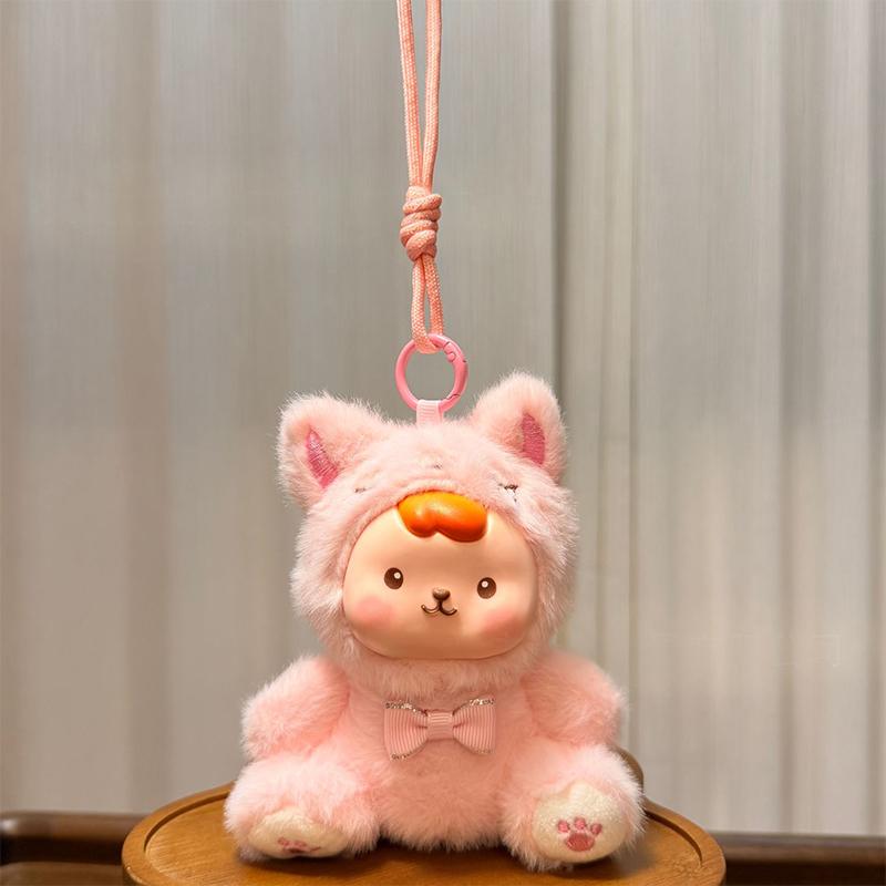 

Cartoon Plush Vinyl Doll Pendant Bag Hanging Ornament for Kids Birthday Gifts Cute Backpack Accessories Decoration розовый