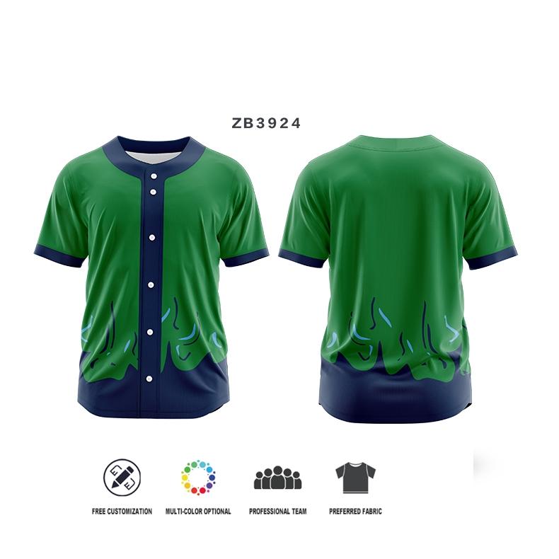 Customizable Men Spirit Button Baseball Jerseys Hip Hop Baseball T-Shirt Sublimation Printed Name Number Logo Uniforms ZB3924 XS