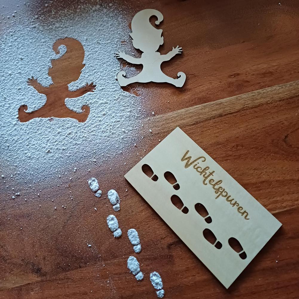 Christmas Floor Footprints Stencil Wooden Elf Stencil Decor Reusable Funny for New Year Holiday Party Decoration